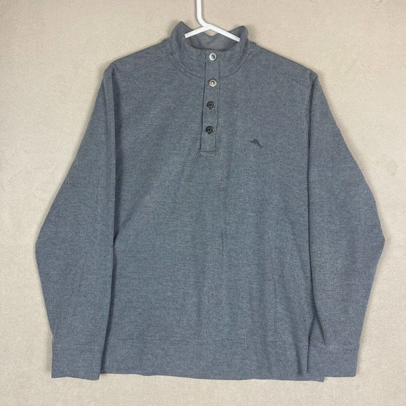 Tommy‎ Bahama Sweater Adult Extra Large Gray Marlin Pullover Mock Neck Mens - Picture 1 of 13